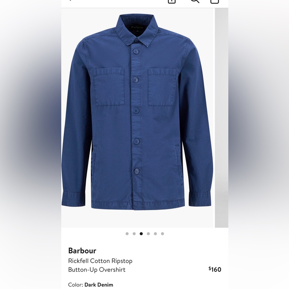 NWOT Barbour Men's Navy Shirt Jacket